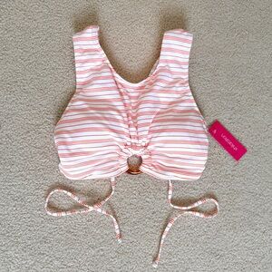 Orange and White Striped Bikini Top